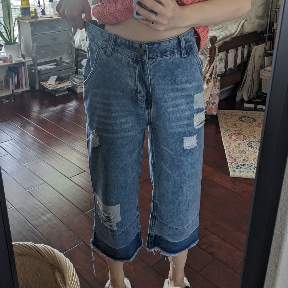 Anthropologie jeans, high waisted, cropped, wide leg - Picture 2 of 4